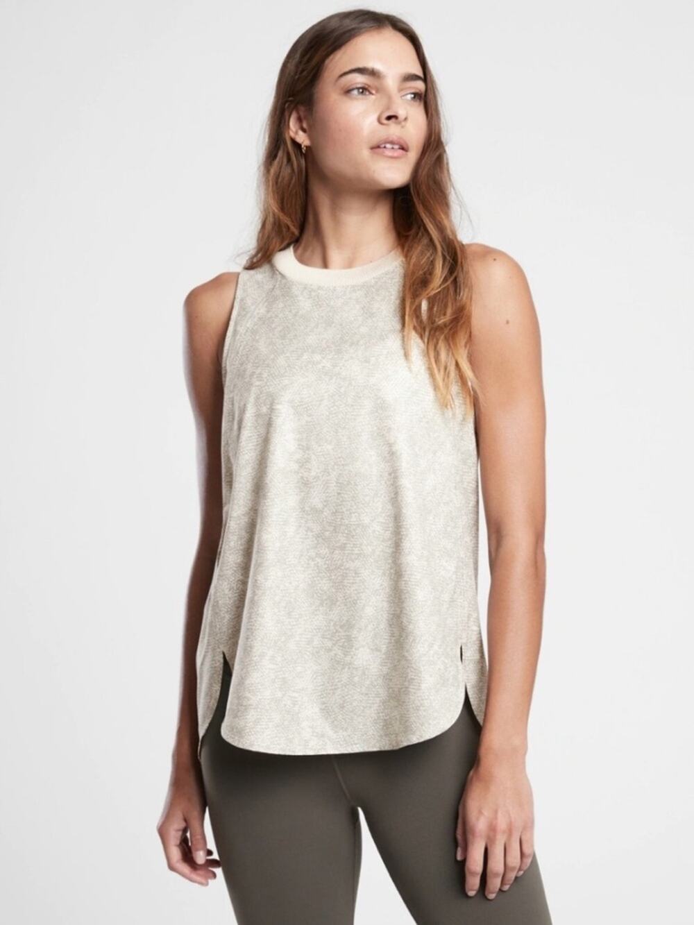 Athleta Zephyr Print Tank Top Viper Grey size Small